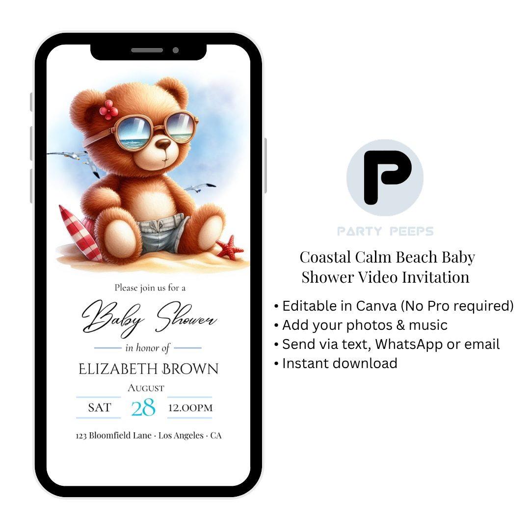 Coastal Calm Beach Baby Shower Video Invite Listing Mockups (400 x 300 px)