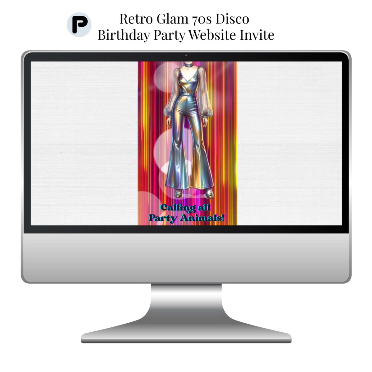 Retro Glam 70s Disco Birthday Party Website Invite Etsy Listing Mockups