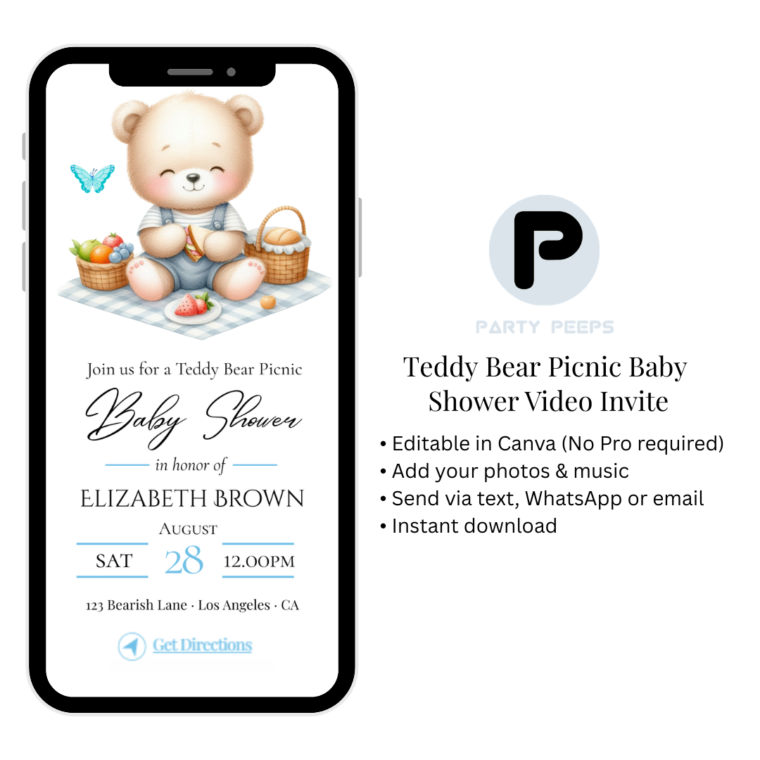 Teddy Bear Picnic Baby Shower Video Invite Listing Mockups (400 x 300 px)