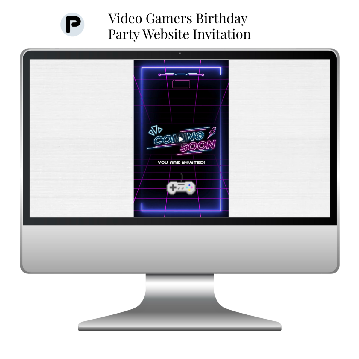 Video Gamers Birthday Party Website Listing Mockups (2000 x 2000 px)