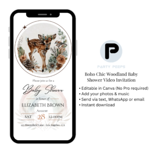 Boho Chic Woodland Baby Shower Animated Video Invitation
