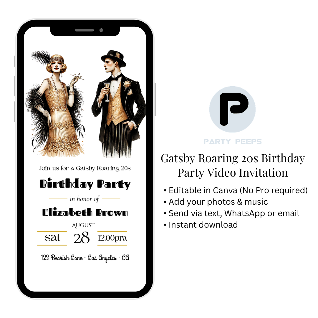 WP Gatsby Roaring 20s Birthday Party Video Invite Listing Mockups (400 x 300 px)