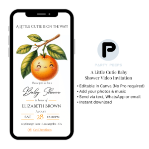 A Little Cutie Baby Shower Video Invitation / Citrus Theme Digital Invite