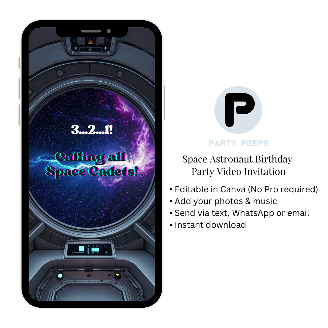 WordPress Outer Space Astronaut Birthday Party Video Invite Listing Mockups