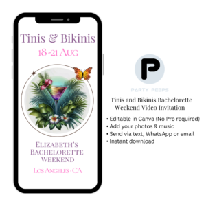 Tinis and Bikinis Bachelorette Weekend Video Invitation Template
